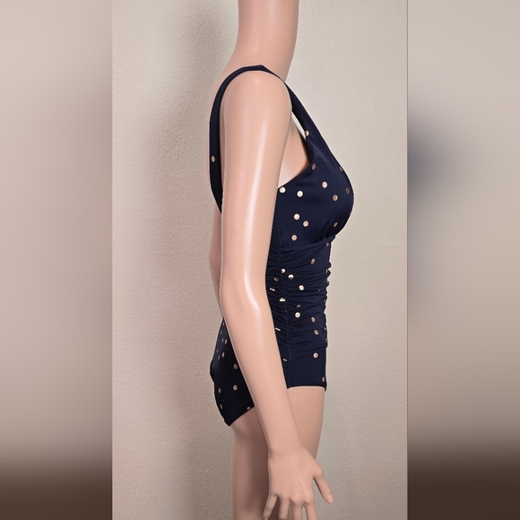 Boden Amalfi Navy Blue Gold Polka Dots One Piece Bandeau Swimsuit Women’s Size 6 - Picture 6 of 6